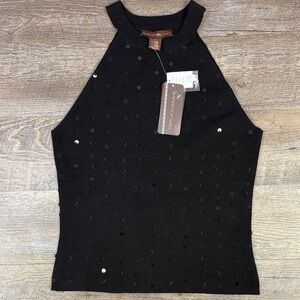 Bandolino Black Embellished Sleeveless Knit Top – Size Large (NWT)